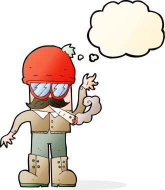 Bir insan tarafından çizilmiş düşünce balonlu ot içen çizgi film adamı.