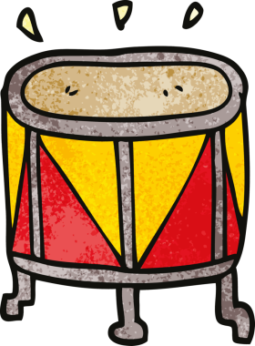 Bir insan tarafından çizilmiş karikatür davulu.