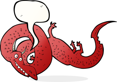 Bir insan tarafından çizilmiş konuşma balonlu Çin ejderhası.