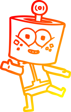 Bir insan tarafından çizilmiş mutlu bir robot çizgi film çizimi.