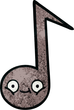 Bir insan tarafından çizilmiş müzikal notanın retro grunge desen karikatürü