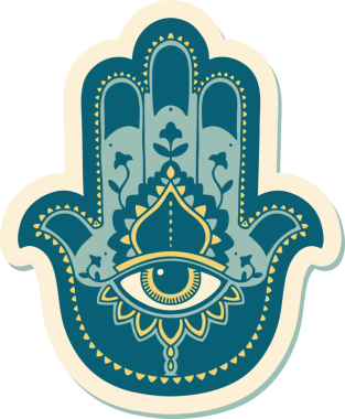 Bir insan tarafından çizilmiş geleneksel bir hamza stili dövme çıkartması.