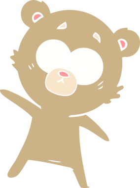 şaşırmış ayı düz renkli çizgi film bir insan tarafından çizilmiş.