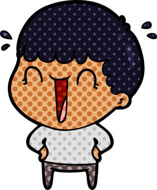 Bir insan tarafından çizilmiş gülen karikatür adam.