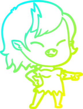 Bir insan tarafından çizilmiş soğuk gradyan çizgili vampir kız çizimi.