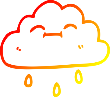 Bir insan tarafından çizilen mutlu yağmur bulutu çizgi filminin sıcak gradyanı