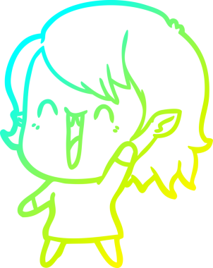 Bir insan tarafından çizilen mutlu vampir kız çizgi filminin soğuk gradyanı.