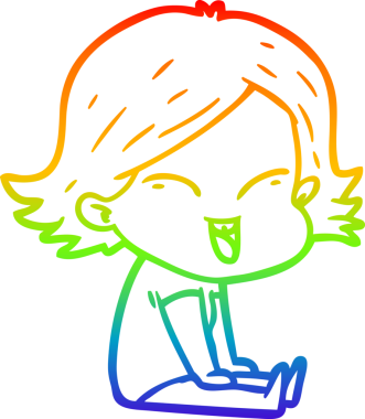 gökkuşağı gradyan çizimi mutlu bir çizgi film kızı bir insan tarafından çizildi