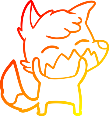 Bir insan tarafından çizilmiş bir tilkinin sıcak çizgi çizimi