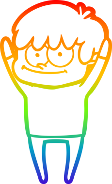 gökkuşağı gradyanı çizimi bir insan tarafından çizilmiş mutlu bir çizgi film adamı