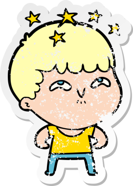 Bir çizgi filmin sıkıntılı çıkartması Bir insan tarafından çizilmiş hayret verici bir çocuk