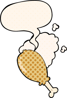 Çizgi roman tarzında konuşan tavuk budu bir insan tarafından çizilmiş.