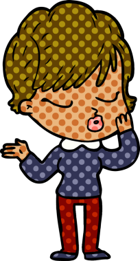 Bir insan tarafından çizilmiş gözleri kapalı çizgi film kadını.