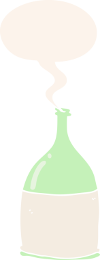 Bir insan tarafından çizilmiş retro tarzı konuşma baloncuklu çizgi film şişesi.