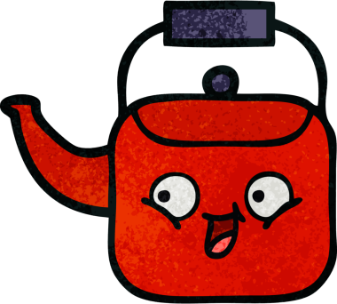 Bir insan tarafından çizilmiş eski grunge desenli bir çaydanlık.