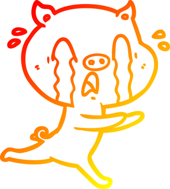 Bir insan tarafından çizilmiş, ağlayan bir domuz çizgi filmi.