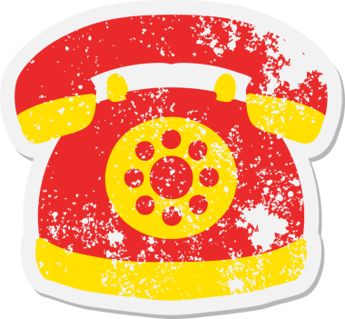 Bir insan tarafından çizilmiş eski tarz telefon grunge etiketi