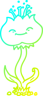 Bir insanın çizdiği karikatür çiçeğinin soğuk gradyan çizgisi.