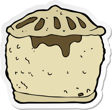 Bir insan tarafından çizilmiş karikatür etli böreğin çıkartması.