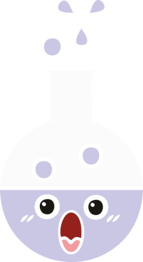 Bir insan tarafından çizilmiş bir test tüpünün düz renk retro karikatürü