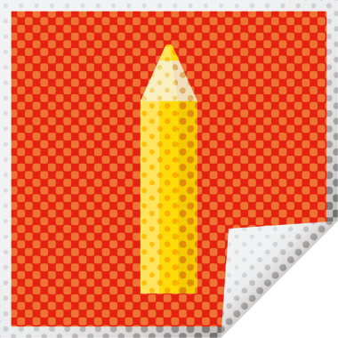 bir insan tarafından çizilmiş turuncu renkli kalem grafik vektör kare etiketi