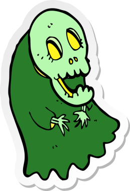 Bir insan tarafından çizilmiş korkunç bir karikatür çıkartması.