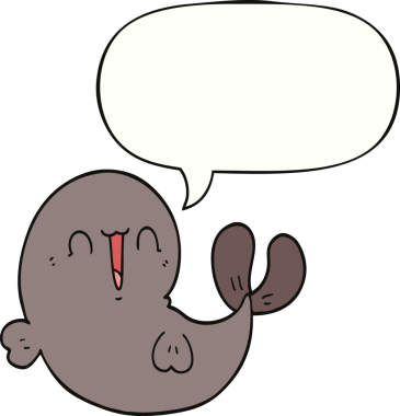 Bir insan tarafından çizilmiş konuşma balonlu şirin bir balina.