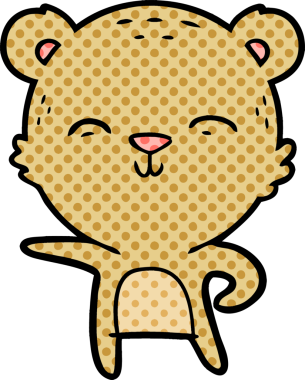 Bir insan tarafından çizilmiş mutlu çizgi film ayısı.