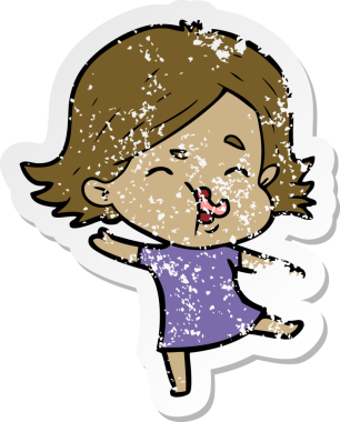 Bir insan tarafından çizilmiş karikatür kızının sıkıntılı çıkartması.