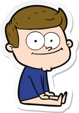 Bir insan tarafından çizilmiş mutlu bir adamın çıkartması.