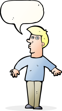 Bir insan tarafından çizilen konuşma baloncuğu ile bir adamı şaşırtan çizgi film.