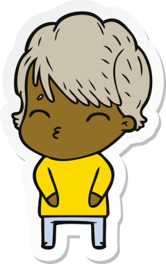 Bir insan tarafından çizilmiş bir karikatür kadının çıkartması.