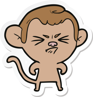 Bir insan tarafından çizilmiş sinir bozucu bir maymunun çıkartması.