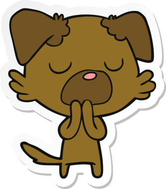 Bir insan tarafından çizilmiş bir köpeğin çıkartması.