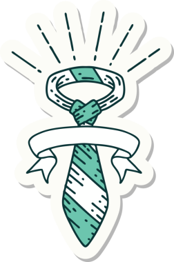 Bir insan tarafından çizilmiş dövme stili ofis kravatı.