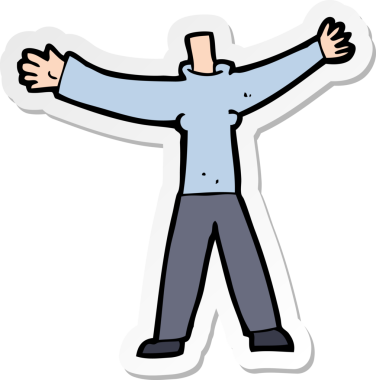 Bir insan tarafından çizilmiş başsız bir vücudun çıkartması.