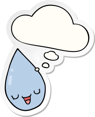 Düşünce baloncuklu karikatür yağmur damlası insan tarafından çizilmiş bir çıkartma.