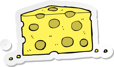 Bir insan tarafından çizilmiş karikatür peynirinin çıkartması.