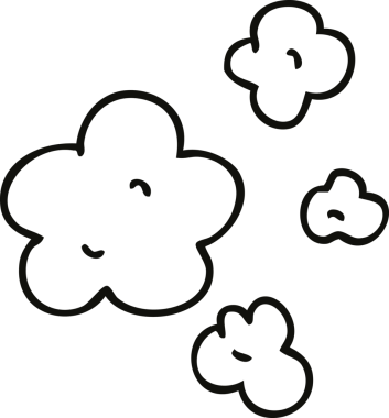 Bir insan tarafından çizilmiş garip çizgi film bulutları