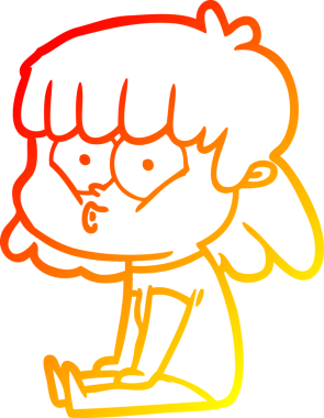 Bir insan tarafından çizilmiş, çizgi film karakteri ıslık çalan bir kız çizimi