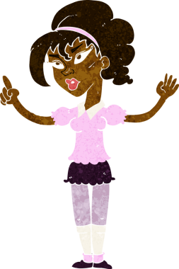 Bir insan tarafından çizilmiş bir fikri olan karikatür kadın.