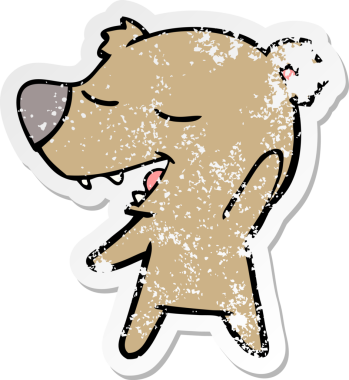 Bir insan tarafından çizilmiş karikatür ayısının sıkıntılı çıkartması.