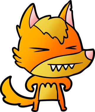 Bir insan tarafından çizilmiş tilki çizgi film karakteri