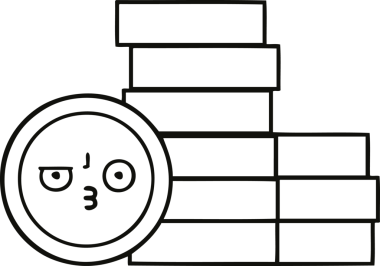 Bir insan tarafından çizilmiş bozuk paraların çizgi çizimi