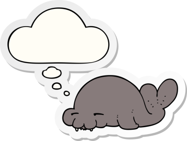 Düşünce baloncuklu karikatür mührü insan tarafından çizilmiş bir çıkartma.