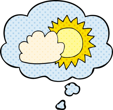 Bir insan tarafından çizilmiş çizgi roman tarzında düşünce baloncuğu olan karikatür havası