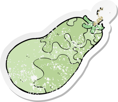 Bir insan tarafından çizilmiş karikatür armutunun gerilimli retro yapıştırması