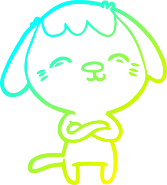 Bir insan tarafından çizilmiş mutlu çizgi film köpeğinin soğuk gradyan çizimi