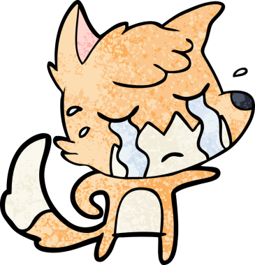 Bir insan tarafından çizilmiş ağlayan tilki çizgi filmi.