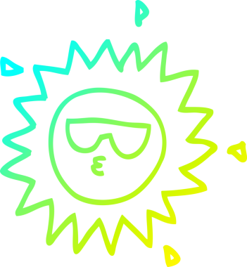 Bir insan tarafından çizilmiş bir karikatür güneş çizimi.